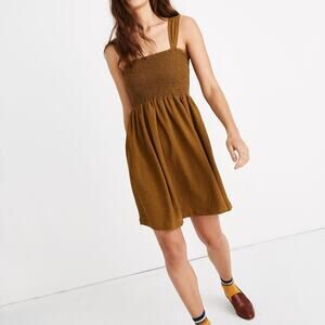 Texture & Thread Smocked Dress in Olive Green Size Large